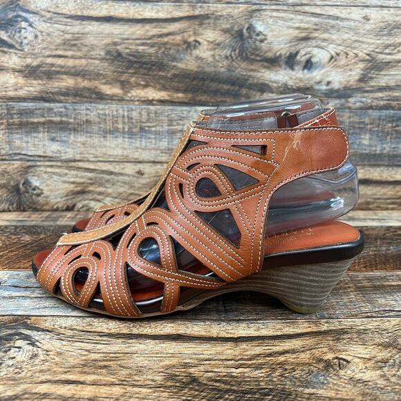 L'artiste Spring Step Flourish Gladiator Sandals Women's 37 Brown Leather Heels - Picture 2 of 10